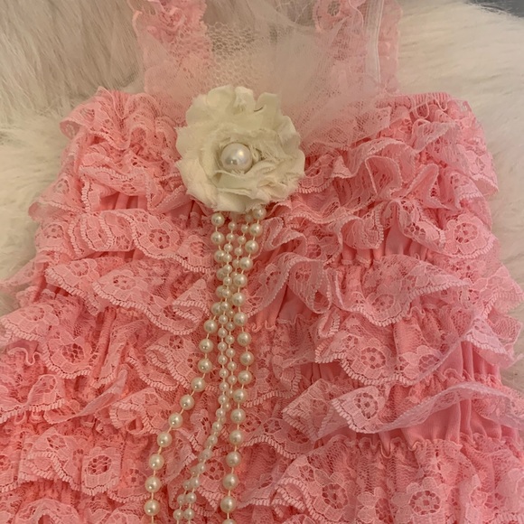 SALE! Pink Lace Petti-Romper & Headband - Picture 5 of 10